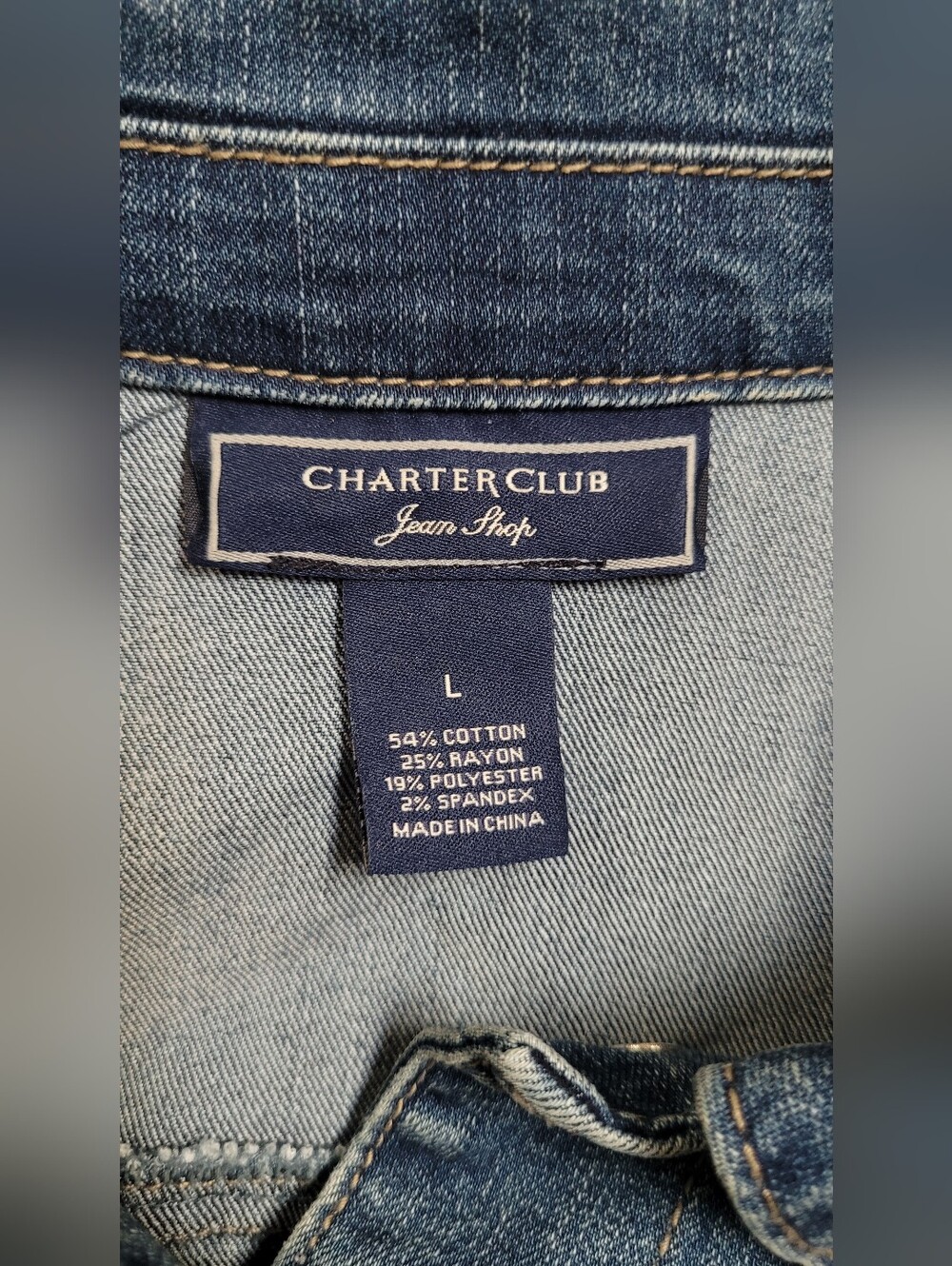 EUC | Charter Club Pocketed Dark Blue Wash Denim Jean Jacket - Picture 3 of 9